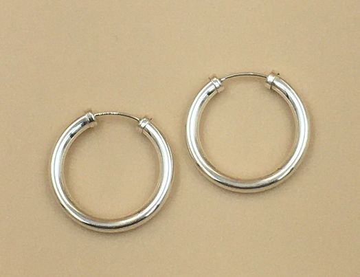 Sterling silver endless hoop Earrings.