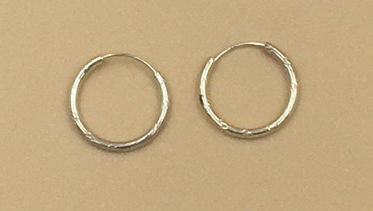 Sterling silver endless with design hoop Earrings