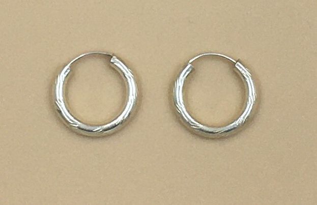 Sterling silver endless with design hoop Earrings